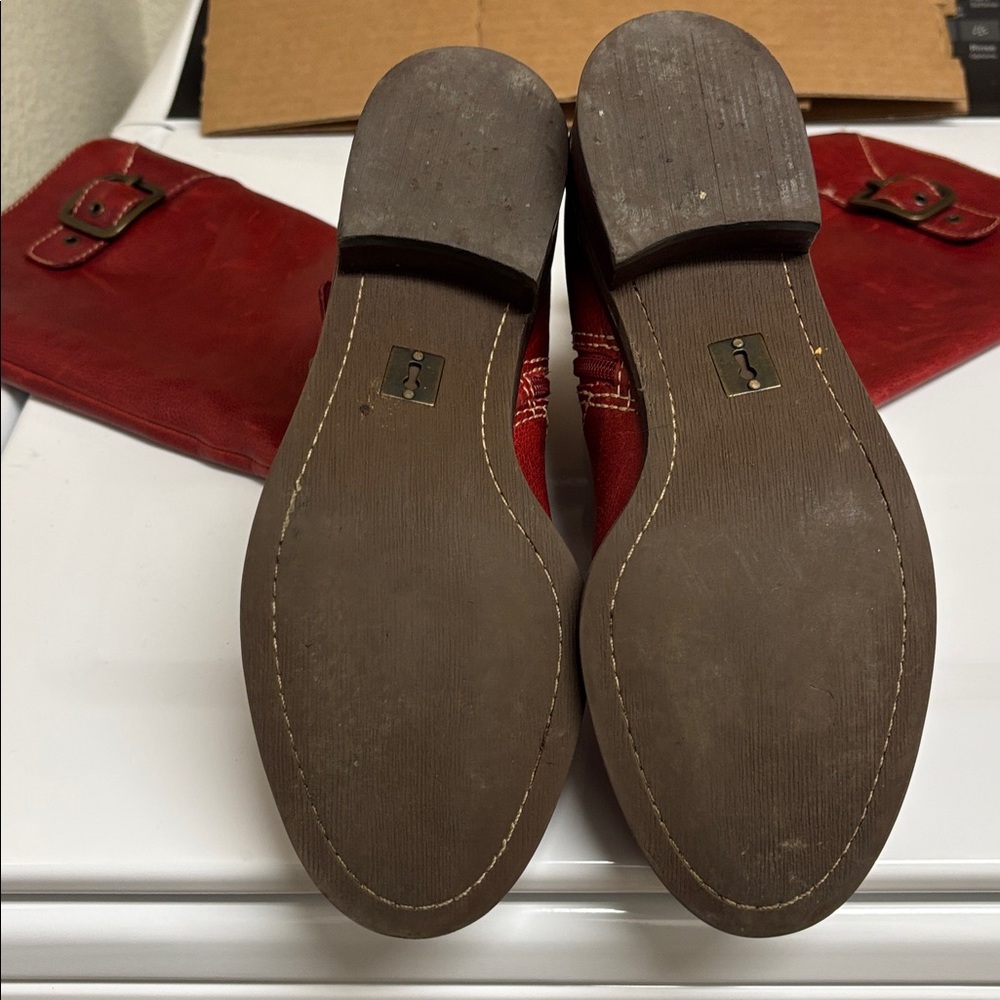 Anthropologie Red Leather Knee High Boots - Picture 8 of 8